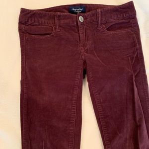 American Eagle Burgundy Corduroy Jeans Size 0